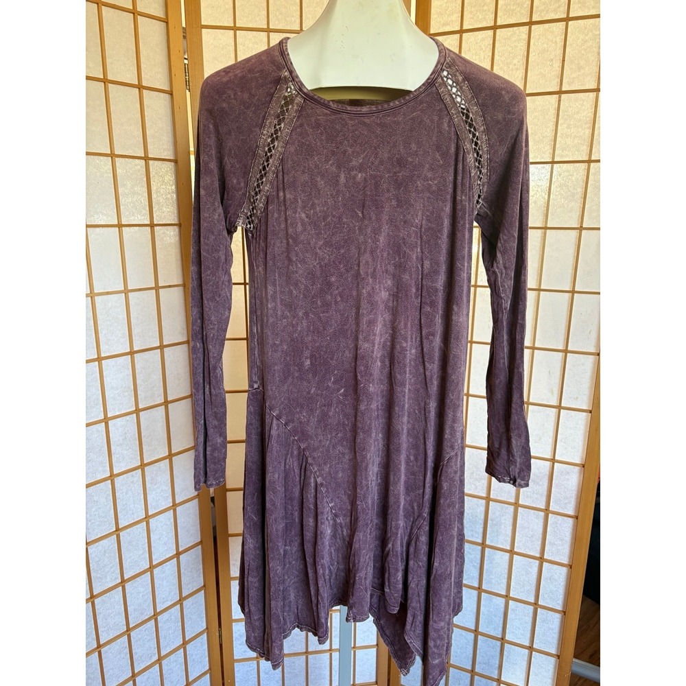 Tea n Rose Boutique Distressed Cowgirl Purple Dress